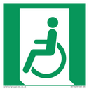 E026 safe condition emergency exit for people unable to walk or with walking impairment (left) Text: 
